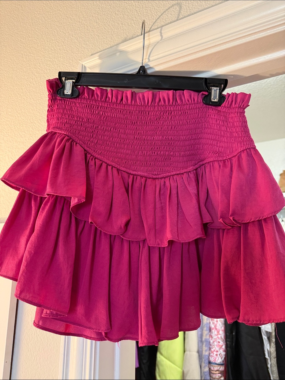 Ruffled Smocked Mini Skirt – Fuchsia Pink